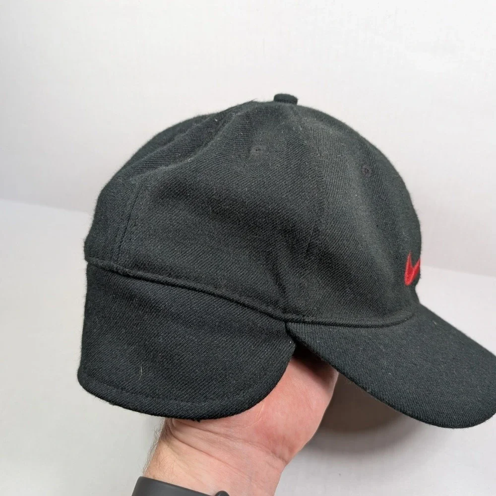 Vintage Nike Trapper Hat L/XL Black Fleece Lined Ear Flaps